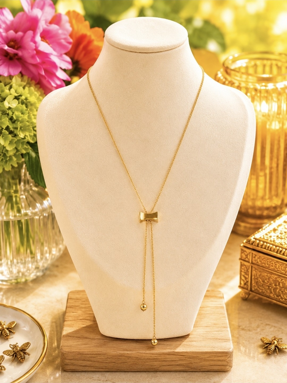 Kaye Spade Delicate Gold Bow Lariat Necklace - Women Jewelry